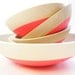 Wooden Salad Bowl Set of 5, Neon Pink, Summer Party, Picnic,Wedding Gift