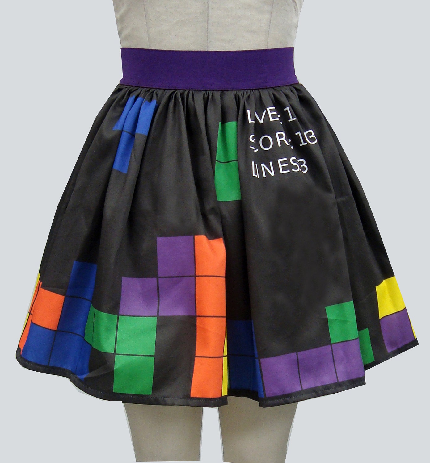 Retro Video Game Border Print Full Skirt