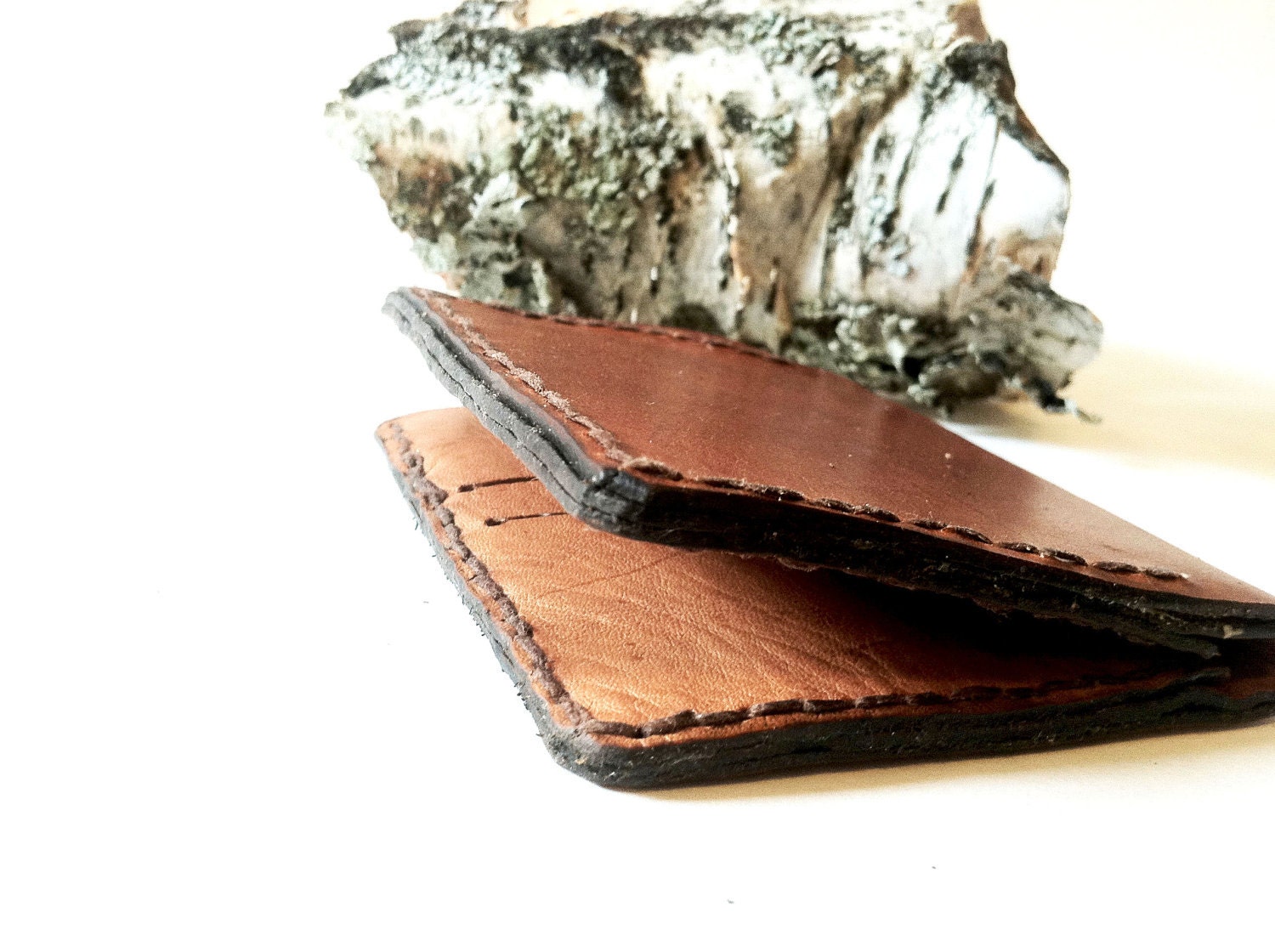 Christmas in July- Mens Leather Wallet Tan, Handmade in America, Simple Wallet for Men, - CicadaLeatherCompany