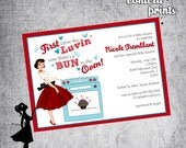 Retro Baby Shower Invitation - BUN In The OVEN Printable Il_170x135