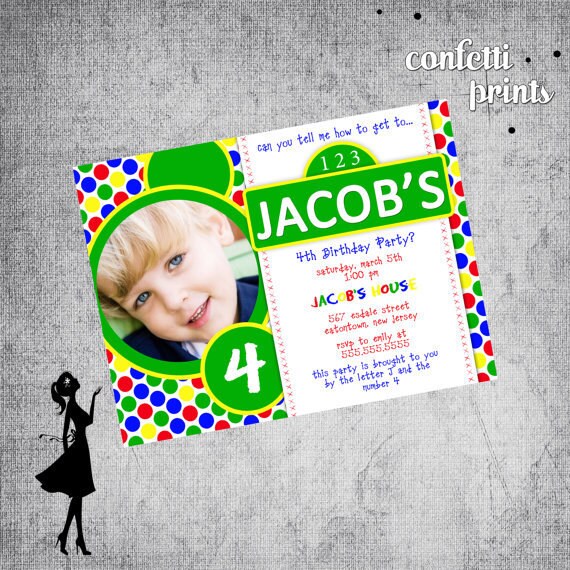SESAME STREET Birthday Invitation / Photo Card Printable Il_570xn