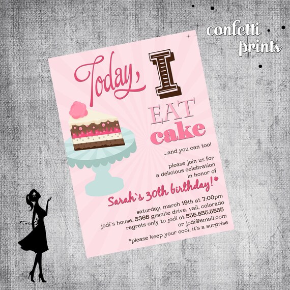 Birthday Invitation - EAT CAKE Printable Il_570xn