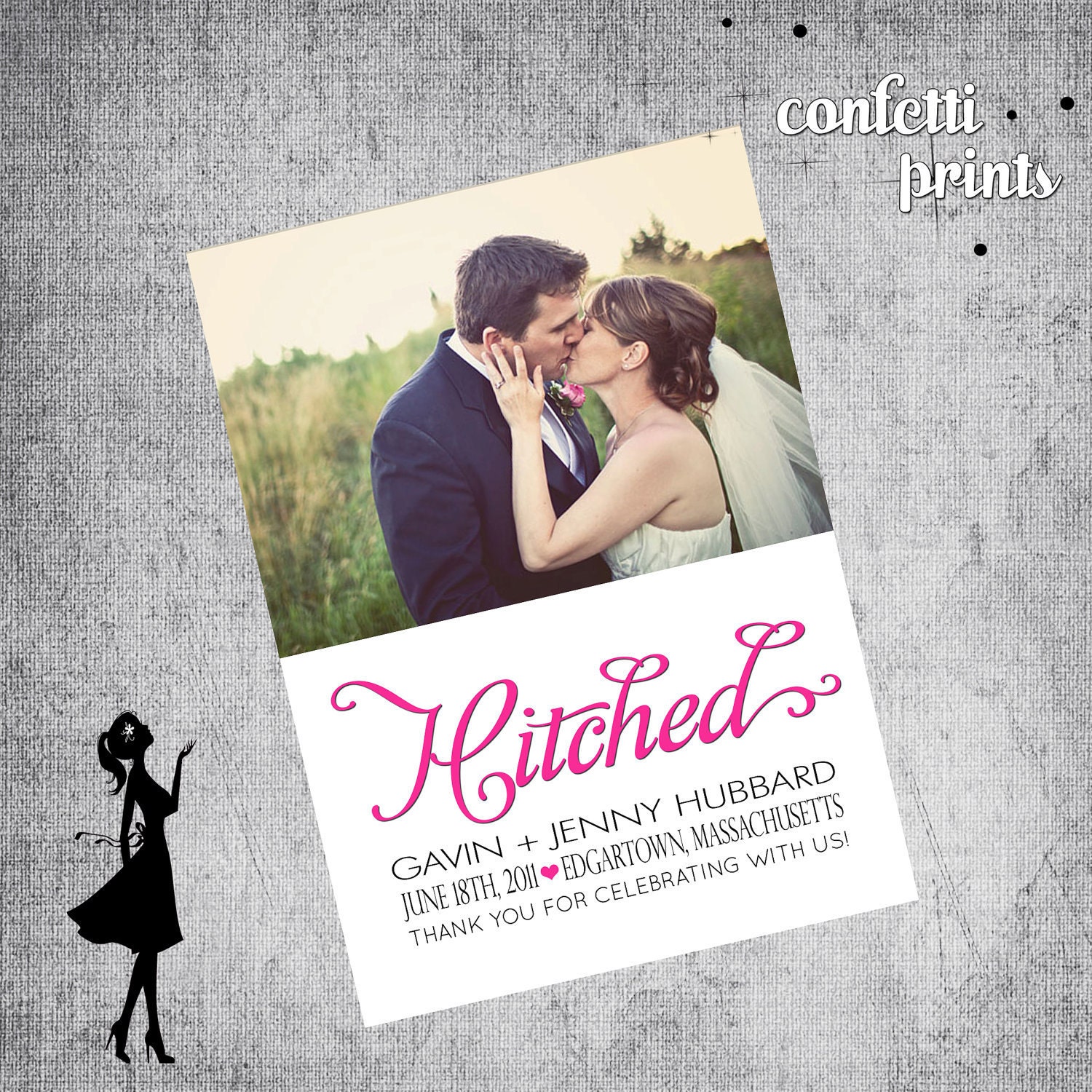 Wedding Thank You Card / Photo Card - HITCHED Printable Il_570xn