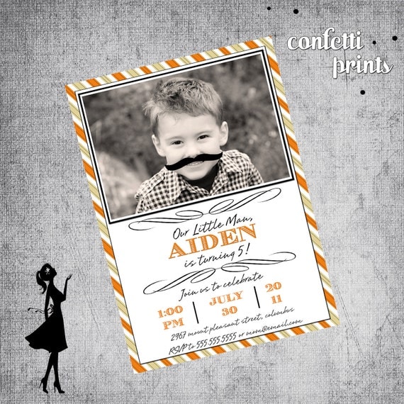 Birthday Invitation / Photo Card - LITTLE MAN Printable Il_570xn