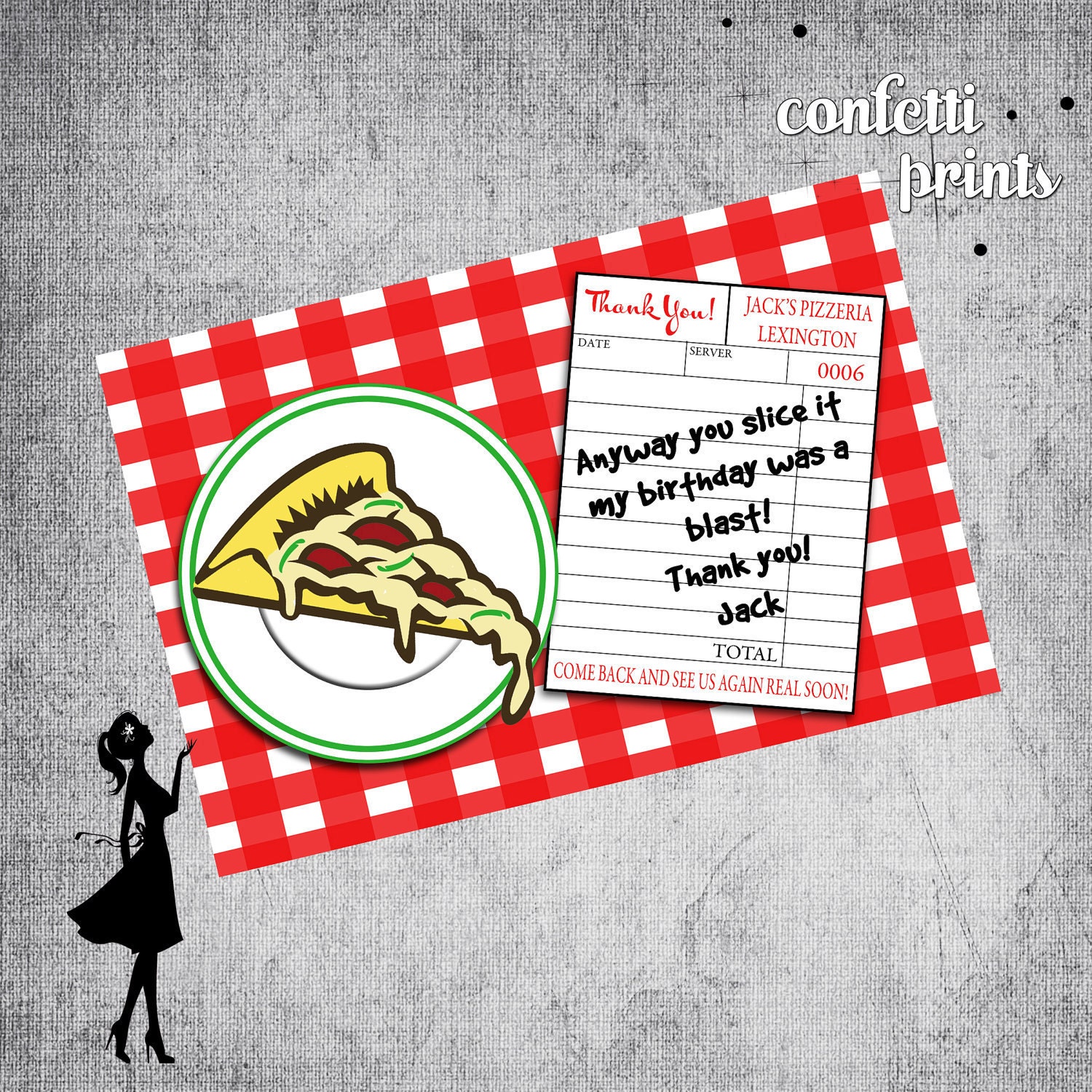 Printable Thank You Card - PIZZA PARTY Il_570xn