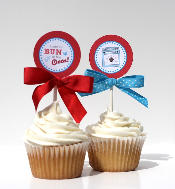 BUN In The OVEN Baby Shower Cupcake Toppers Printable Il_570xn