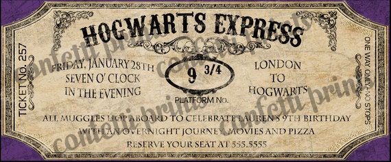 HOGWARTS EXPRESS Birthday Invitation Printable