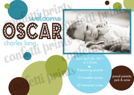 Photo Birth Announcement - BOUNCE Printable