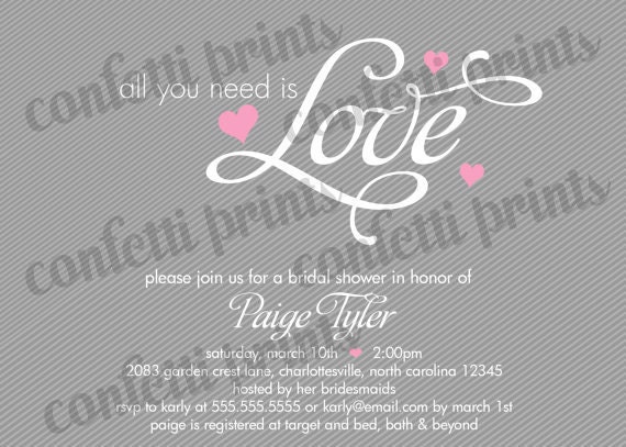 Bridal Shower Invitation - ALL You NEED Is LOVE Printable
