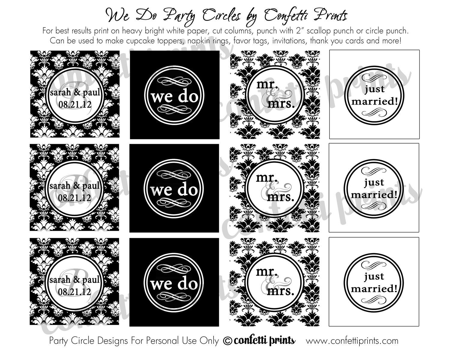 Wedding / Bridal Shower Cupcake Toppers - WE DO Printable