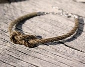 Nautical style marline bracelet - Authentic tarred hemp marline with Sterling silver accents