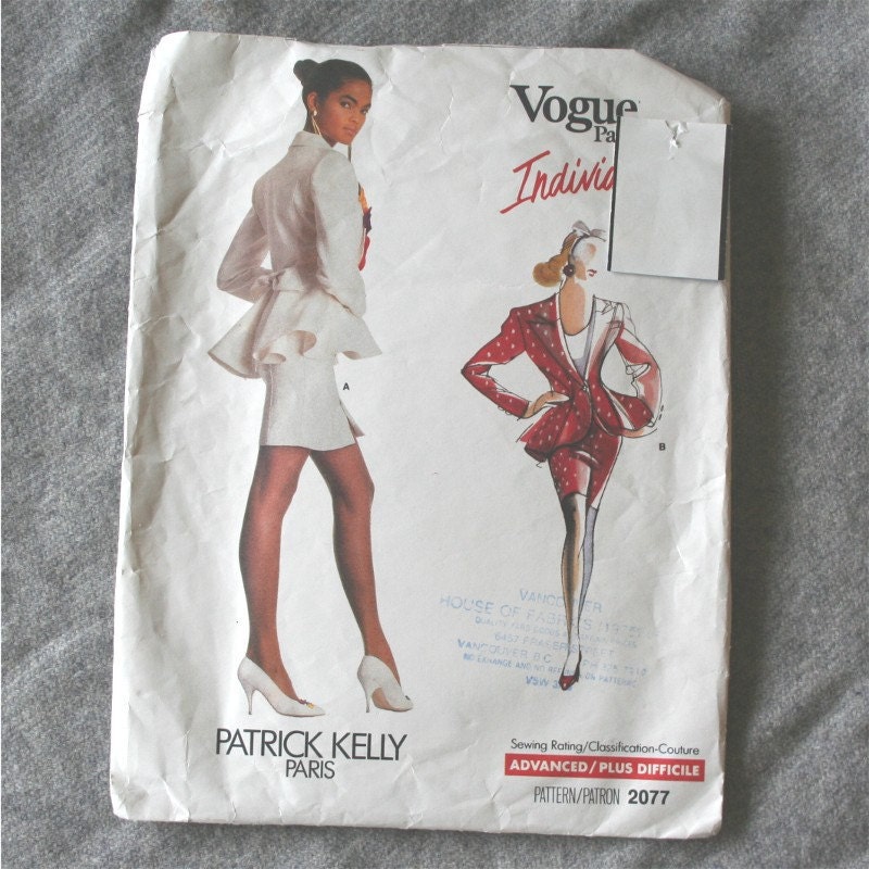 Vintage 2077 peplum jacket pattern Vogue by WantNeedVintage