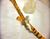 JUNGLE MAGIC WAND shell beach glass feather bead quartz crystal ritual conductor