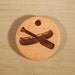 Small Handmade Clay Pottery Pendant Charm or Ornament - Round - Unglazed Background - Primitive Canoe