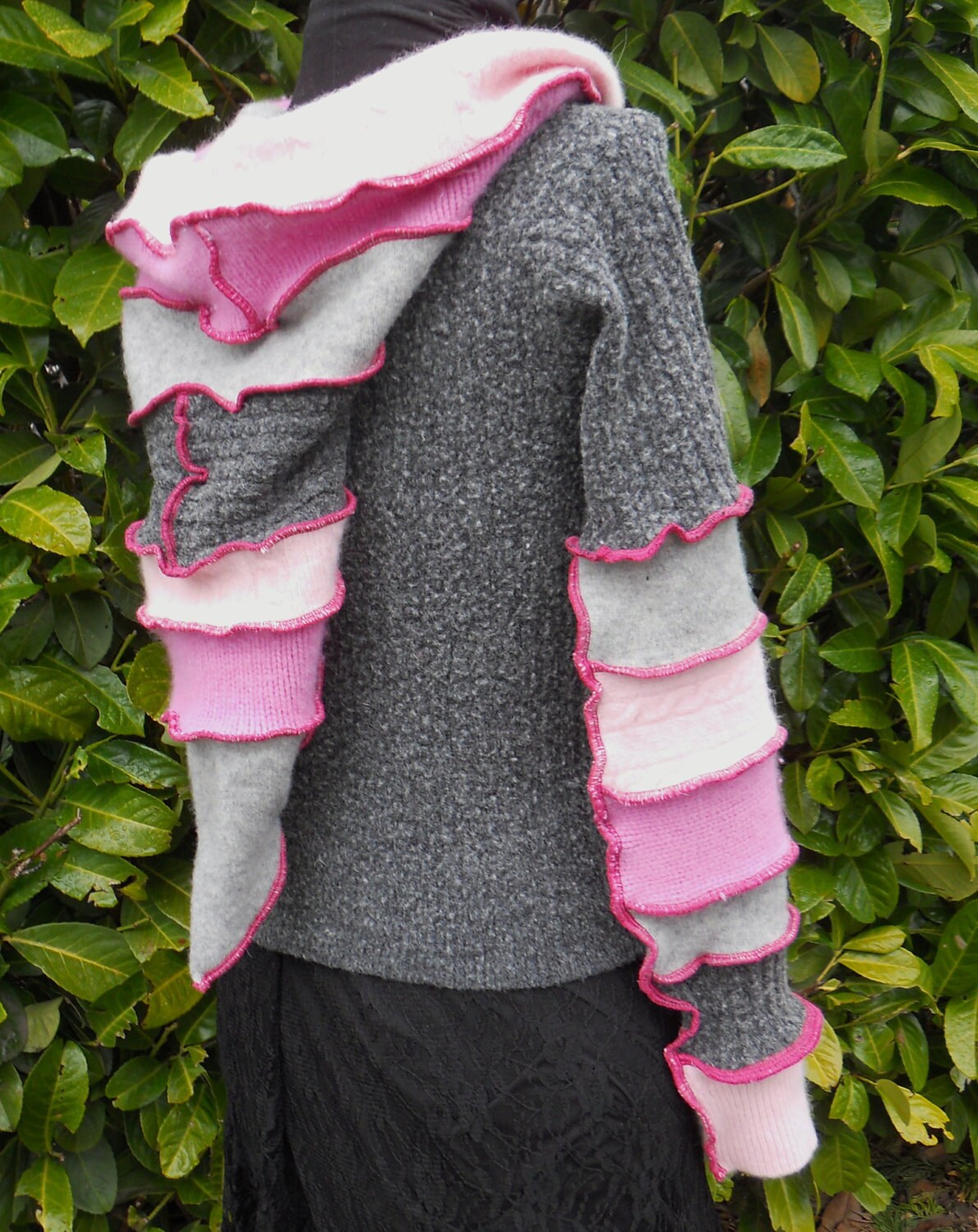 Upcycled Hoodie Pink Grey