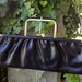 Vintage Black Fold-Away Handle Kiss Lock Handbag Purse Bag Clutch Circa 1970's (Fabulously Large)