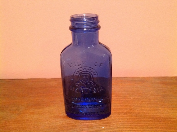 Vintage Milk Of Magnesia Blue Glass Bottle By Dolceannata On Etsy