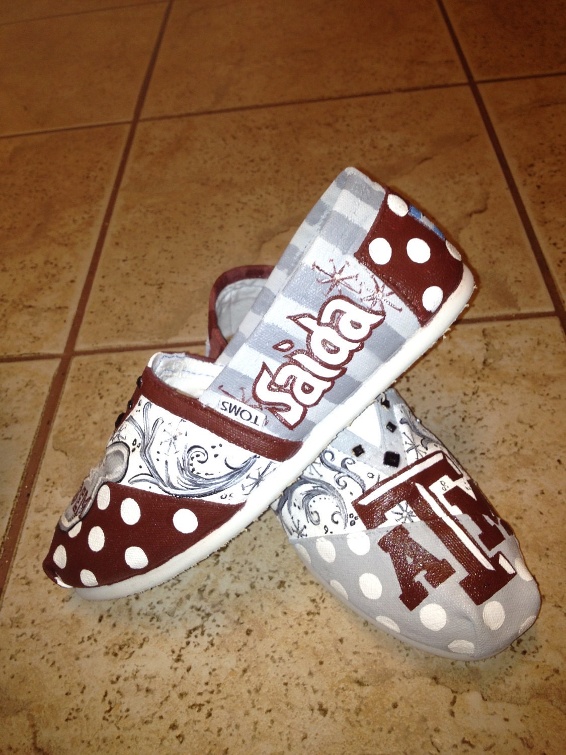 Texas A&M University hand painted TOMS
