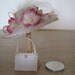 12th Scale (Dollshouse) Ladies Silk Hat and Bag in Cream and Pink