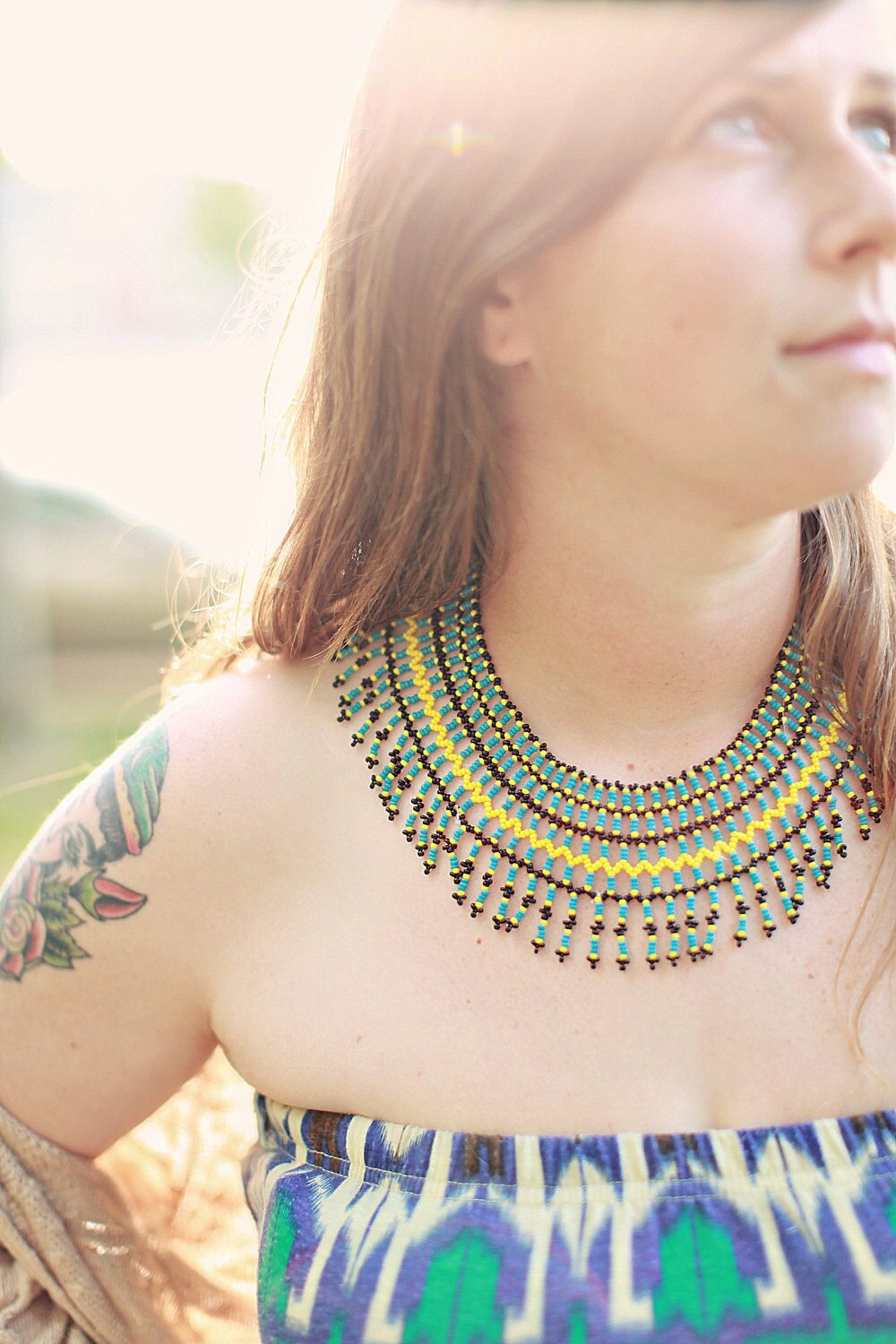 Netted Collar Necklace - Hathor Egyptian Goddess