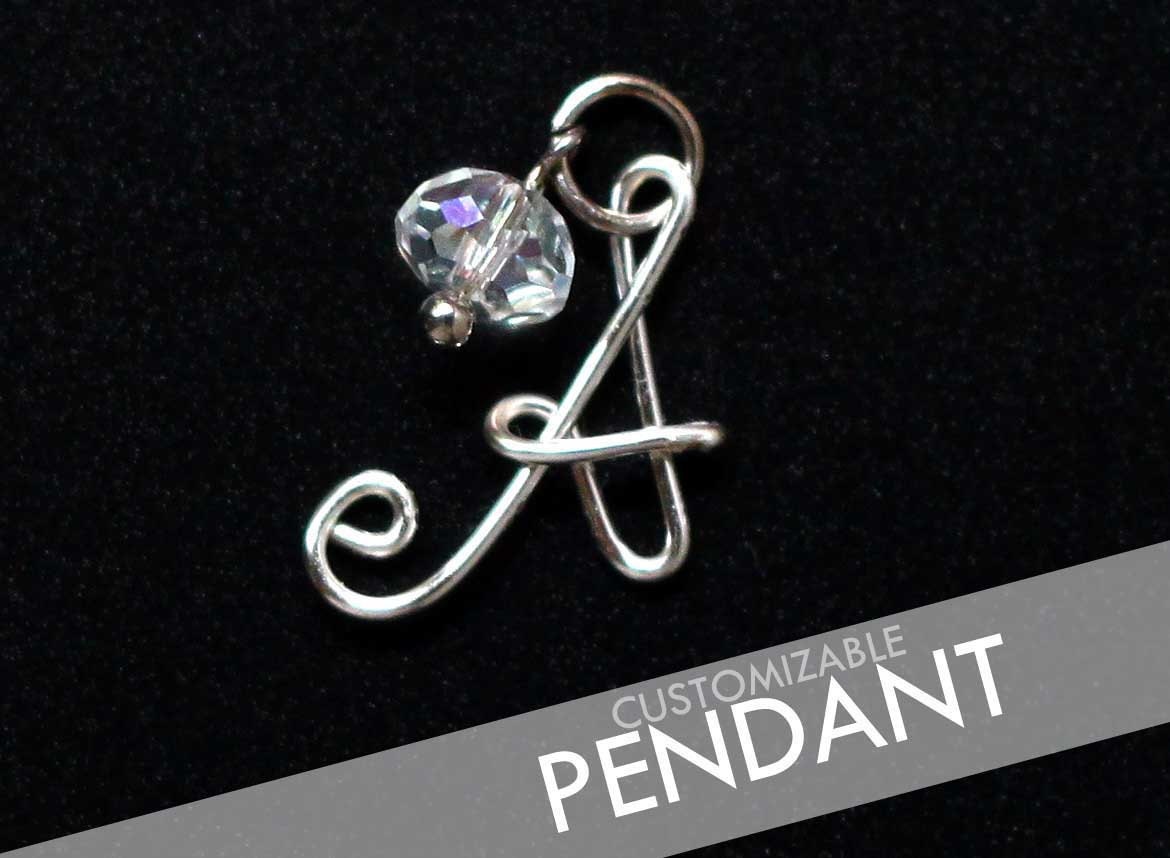 CUSTOM Personalized Wire Monogram / Initial / Alphabet Pendant with FREE Trinket / Charm / Bead