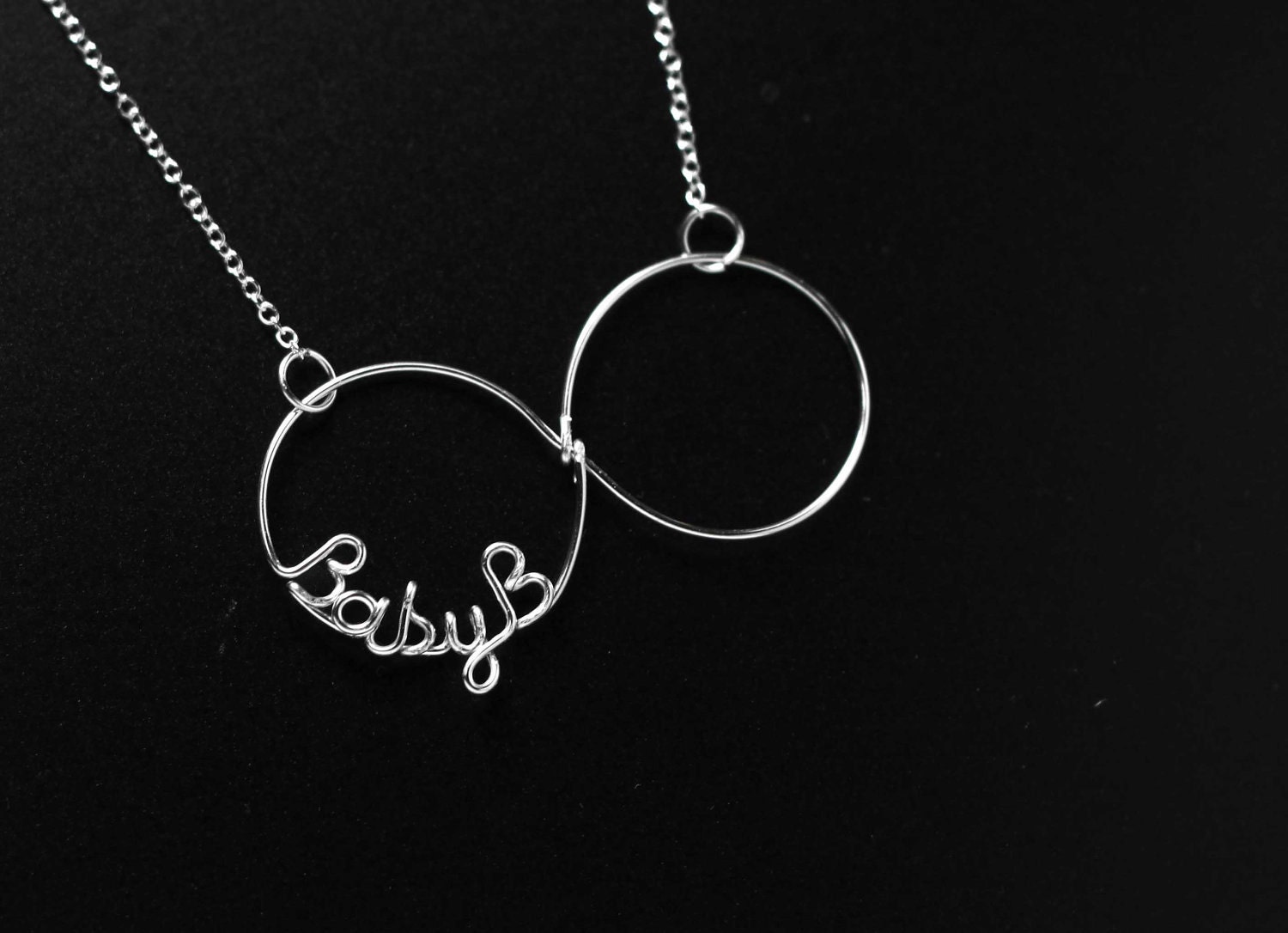 CUSTOM Personalized Wire Name / Word INFINITY Necklace 925 Sterling Silver