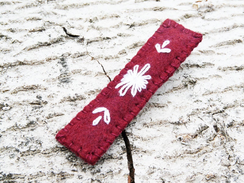 Embroidered Felt hair clip Wool hair barette hair accessory
