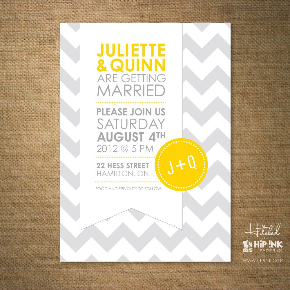 CHEVRON - Modern Banner and Seal Wedding Invitation (SAMPLE)