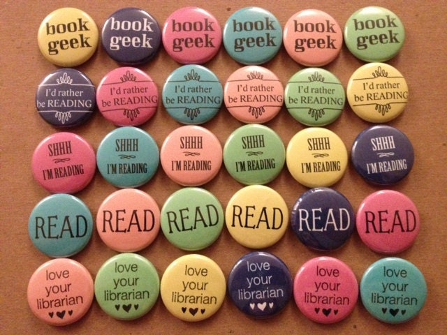 Book Geek buttons - 1" Complete set of 36