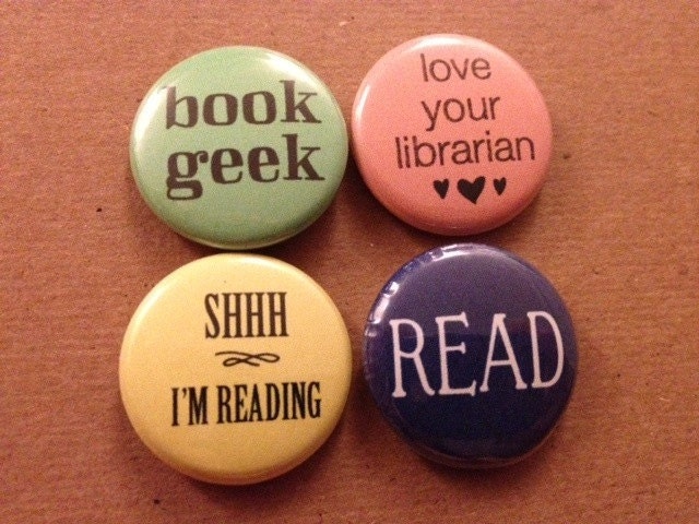 Book Geek buttons - 1" - Choose any 4