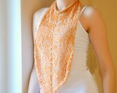 Orange Triangle Knit Circle Scarf / OOAK Clothing / Summer Wear / Summer Scarf / Cotton scarf / Women Clothing /