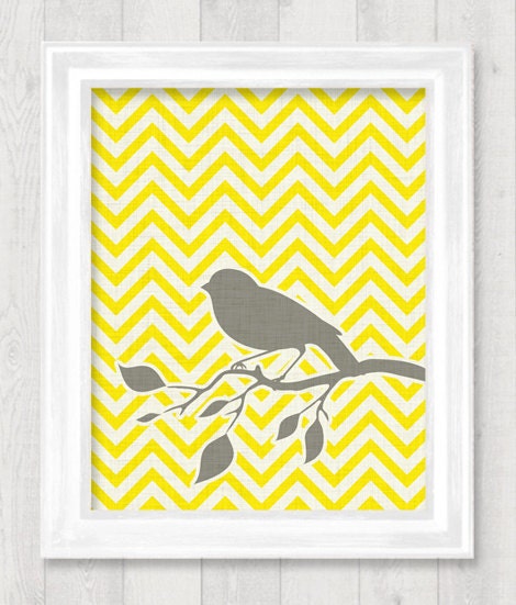 Bird Chevron Digital Printable Wall Art Print 8"x10" (Jpeg File) - INSTANT DOWNLOAD - V202a