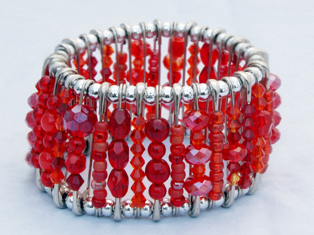 Safety Pin Bracelet - Fuji Apple Red
