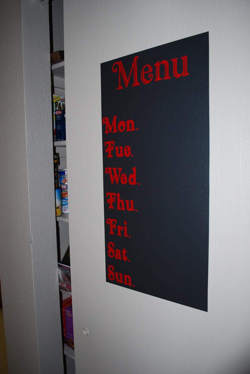 Custom 24"x12" Weekly Menu / Shopping List / To-do List / Note Decals on Adhesive Chalkboard - Choose your font and color