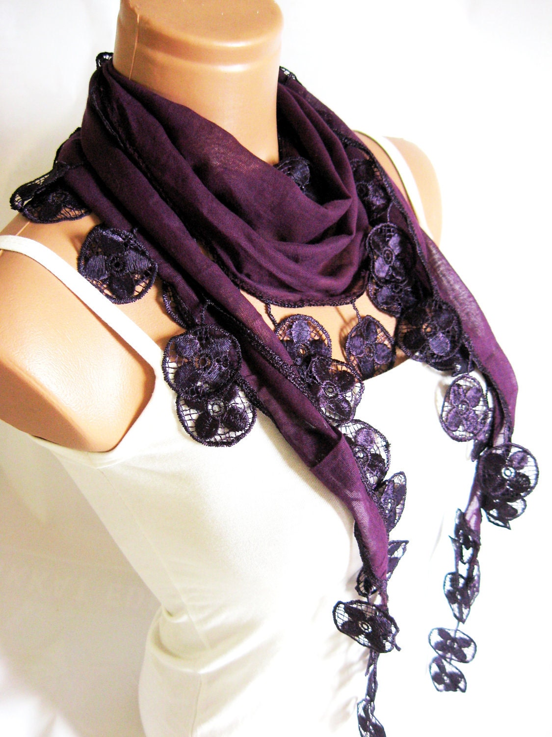 Aubergine Summer Scarf multi purpose scarf by specialhandmades4you