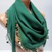 Bright sequined emerald green scarf, 2012 summer trends, cotton fabric scarf, Turkish cheesecloth, yemeni scarf, authentic, romantic,