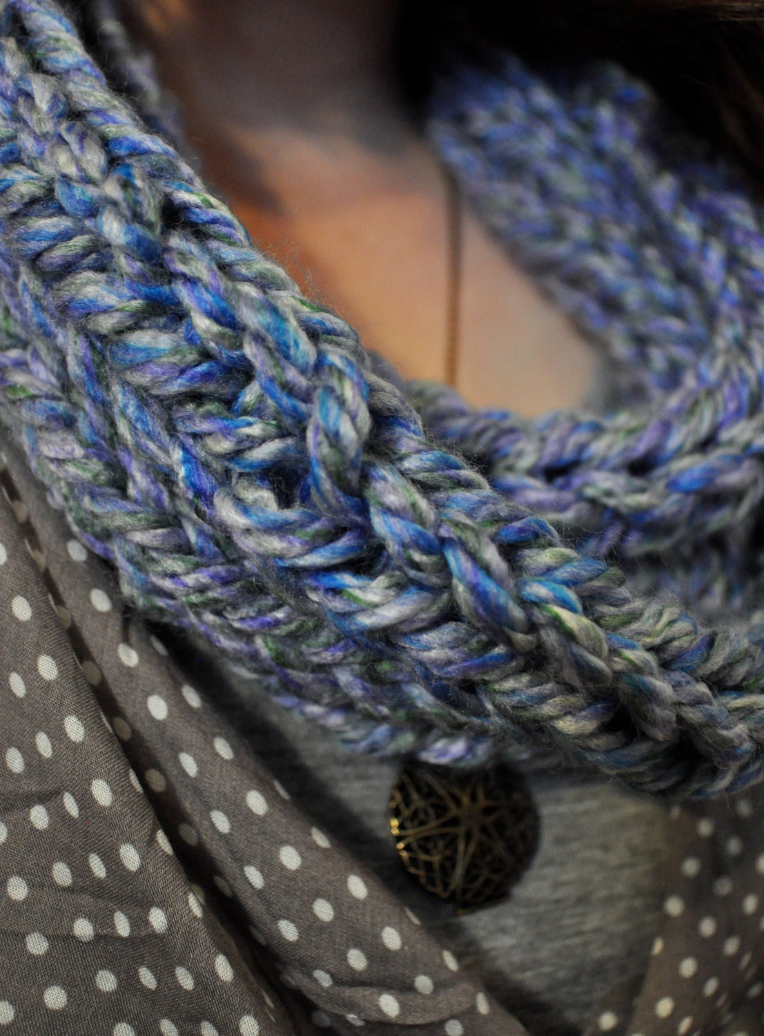 SALE: Chunky Finger Knit Scarf - Spring Gardens