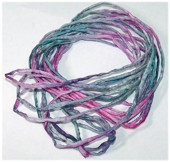 Hand Painted Silk Cord Aquadelic Sassy Silks Wrist Wrap Ribbons Cords