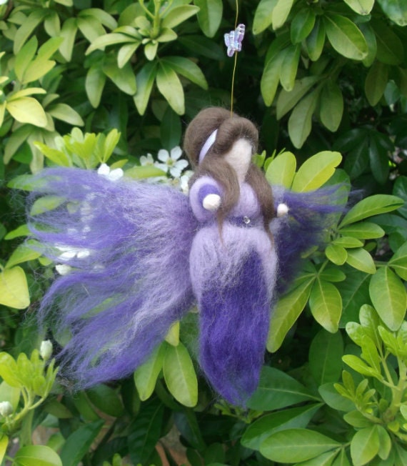Needle Felted Fairy, Waldorf Inspired, Purple Butterfly