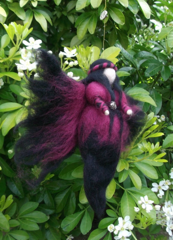 SALE. Needle Felted Fairy,Waldorf Inspired,Crimson Gothic