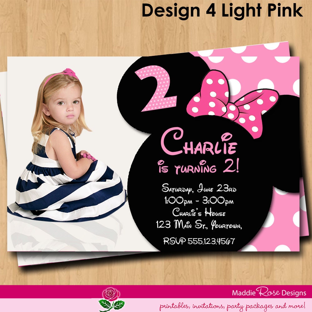 Minnie Mouse Birthday Invitation, Printable Birthday Party You-Print Custom Personalized Digital Photo Card Invites 4x6 or 5x7