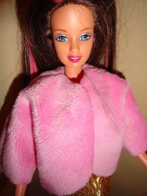 Barbie doll jacket hot pink velour high fashion handmade
