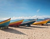 Caribbean Beach Colorful Fishing Boats 12x18 Photo Print Ocean Sea Tropical St Kitts and Nevis Travel Photography Fine Art Wall Decor