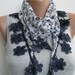 Multicolor floral cotton spring scarf, lace scarf