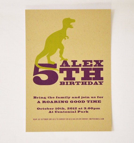 Childs dinosaur Birthday invite