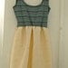 Teal & Cream Stripe Scallop Sun Dress: scallop skirt, scallop hem, upcycled vintage singlet, ready to ship size M