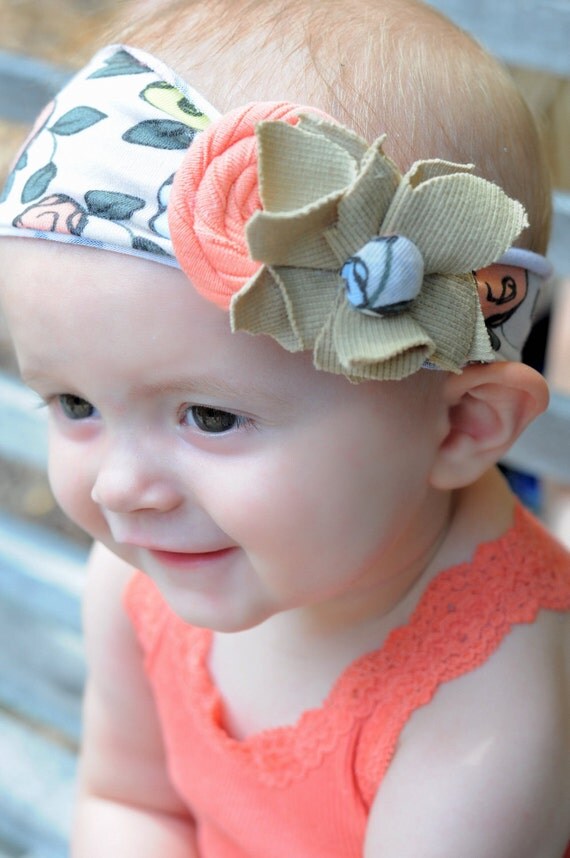 Baby Girl Headband..Baby Headband..Jersey Knit Headband..Toddler Knit Headband..Jersey Knit Floral Headband..