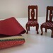 Dollhouse Furniture Chairs, wood with fabric seat