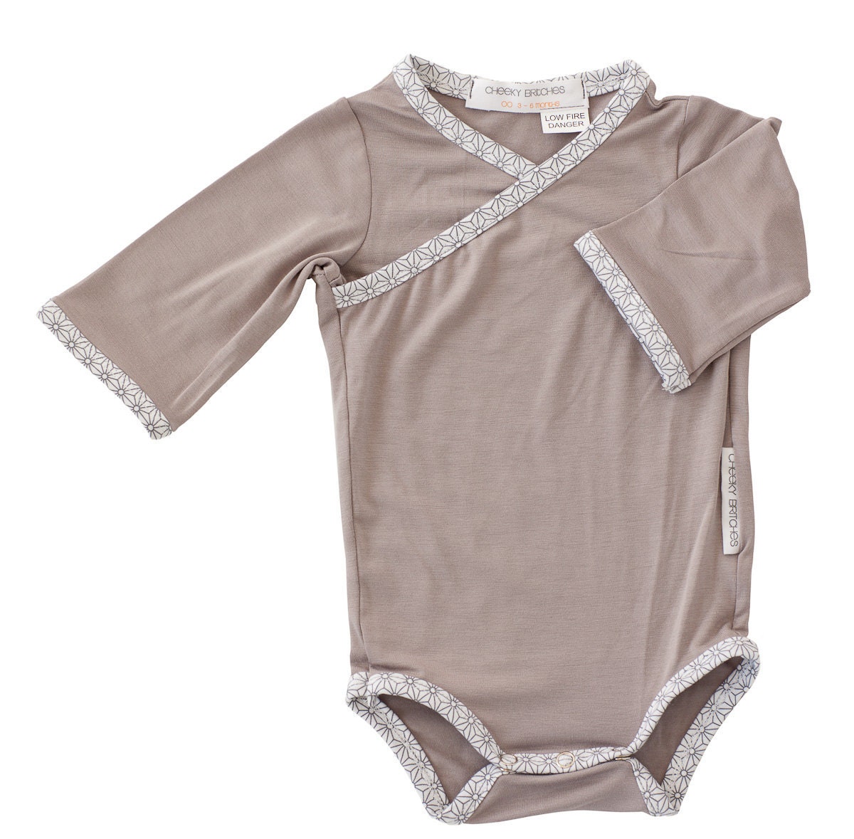 Japanese Bamboo Kimono Long Sleeve Romper w/ Asanoha Trim - Rafter