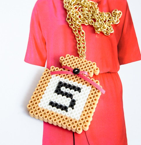 Perler Beads Plastic Necklace OOAK